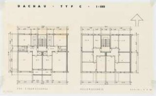 Wohnblock, Dachau: Grundrisse Typ C 1:100