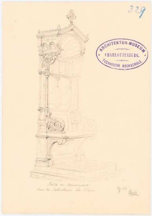 Kathedrale, Nimes: Perspektivische Ansicht des Priesterstuhls