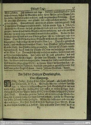 Am Fest der Heiligen Dreyfaltigkeit