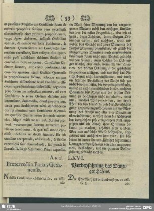 Art. LXVI. Praetervectio Portus Gedanensis