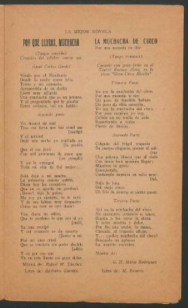 Por que lloras, muchacha : (Tango canción). Creación del célebre cantor nacional Carlos Gardel