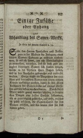 Einige Zusätze oder Anhang zur Abhandlung des Samen-Werks.