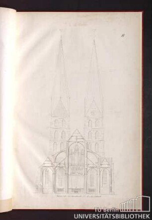 Blatt II. Querdurchschnitt der Marien-Kirche.