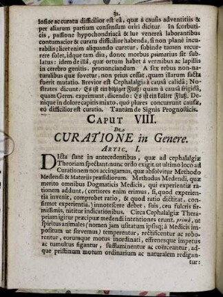 Caput VIII. De Curatione in Genere.