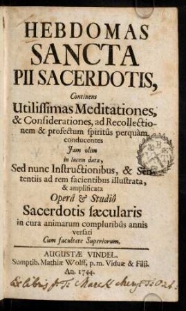1r-398, Hebdomas Sancta Pii Sacerdotis ...