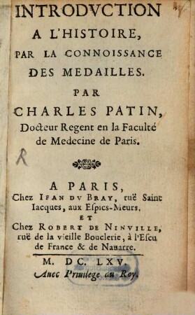 Introduction à l'histoire par la connoissance des medailles