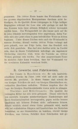 B. Gewerbe und Fabrikwesen.