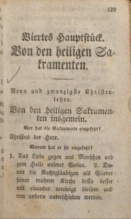 Viertes Hauptstück. Von den heiligen Sakramenten.