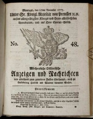 No. 48. Montags, den 27ten November 1775