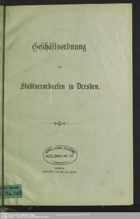 Geschäftsordnung der Stadtverordneten zu Dresden
