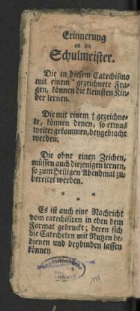 Erinnerung an die Schulmeister.
