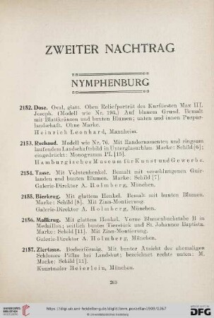Zweiter Nachtrag (Nr. 2152 - 2273)