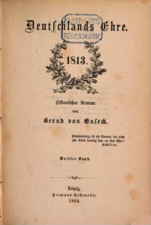 Deutschlands Ehre 1813 : Historischer Roman, 3