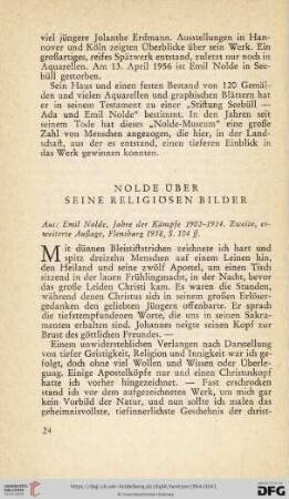 Nolde über seine religiösen Bilder
