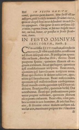 In Festo Omnium Sanctorum ...