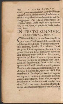 In Festo Omnium Sanctorum ...