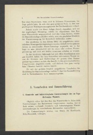 B. Vorarbeiten und Bauausführung