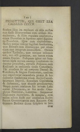 Presbyteri, qui obiit era caesaris CCCCV.