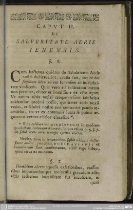 Caput II. De Salubritate Aeris Ienensis