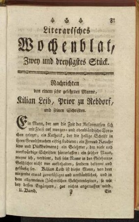 Zwey und dreysigstes Stück.