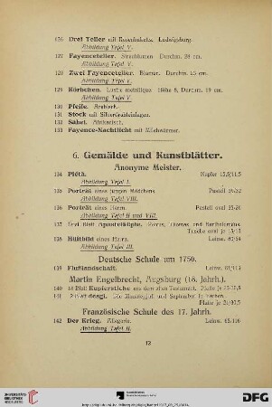 6. Gemälde und Kunstblätter (Nr. 134-166)