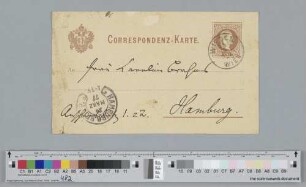 Postkarte an Caroline Brahms