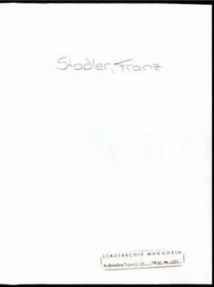 Stadler, Franz, Berlin und München, Schriftwechsel mit Wichert