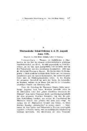 Thurnauische Schul-Ordnung d. d. 22. Augusti Anno 1738