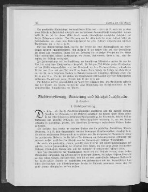 Stadterweiterung, Sanierung und Straßendurchbrüche.
