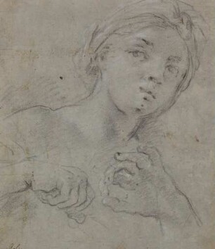 Halbfigur einer weiblichen Gestalt mit Turban