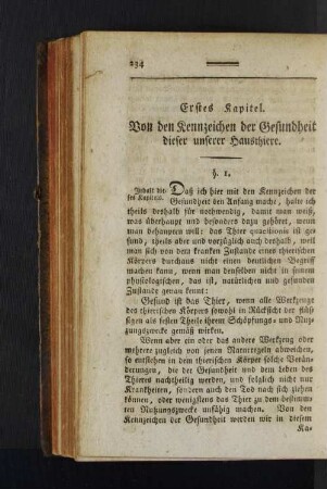 Erstes Kapitel. Von den Kennzeichen der Gesundheit unserer Hausthiere.