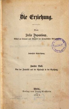 Die Erziehung, 2. Von der Autorität und der Ehrfurcht in der Erziehung