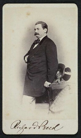 Porträt Richard Beck : Porträt Richard Beck (1834-nach 1874; Kaufmann, Abgeordneter des Sächsischen Landtages), aufgenommen von Hanns Hanfstaengl in Dresden. Albuminpapier auf Karton; 10,1 x 6,3 cm