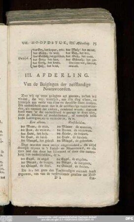 III. Afdeeling. Van de Buigingen der zelftstandige Naamwoorden.