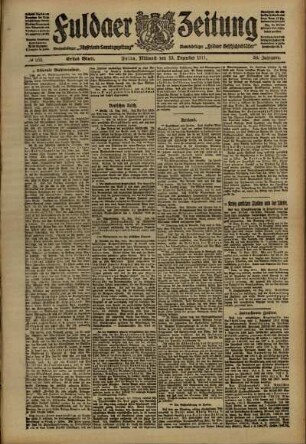 Erste Ausgabe vom Mittwoch, den 13. Dezember 1911.