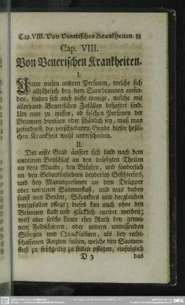 Cap. VIII. Von Venerischen Krankheiten