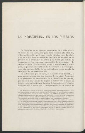 La indisciplina en los pueblos
