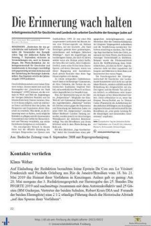 Die Erinnerung wach halten / Kontakte vertiefen.