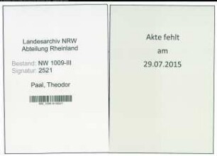 Entnazifizierung Theodor Paal , geb. 10.05.1894 (Baecker)