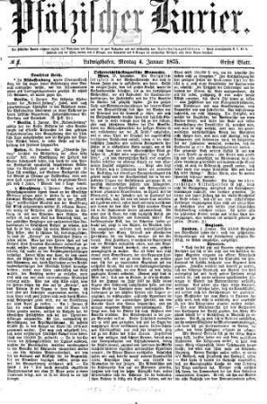 Pfälzischer Kurier : die Heimatzeitung der Vorderpfalz, 1875,1/6