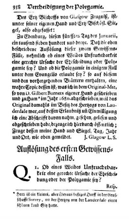 Auflösung des ersten Gewissens-Falls.