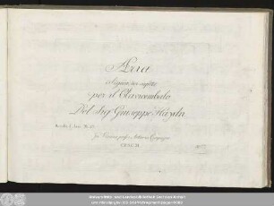 Aria Signor, voi sapete per il Clavicembalo : Racolta d'Arie No. 23