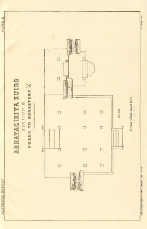 Plate II. Abhayagiriya ruins. Section III. Porch to monastery "J". Plan.