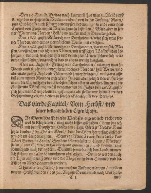 Das vierde Capitel/ Vom Herbst/ und seiner bedrawlichen Eigenschafft.