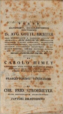 Diss. inaug. physiol. de sensibus externis in genere, ac speciatim de auditu