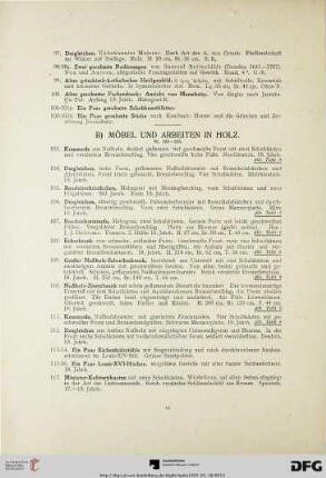 B) Möbel und Arbeiten in Holz (Nr. 103-205)