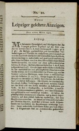 No. 21. Den 12ten März 1790.
