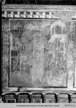 Untere Zone mit Apostelszenen : Flug des Simon Magus und Gebet des Petrus