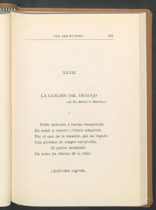 XXVIII La canción del trabajo : (Al Dr. Martín C. Martinez)