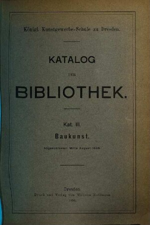 Katalog der Bibliothek. 3. 1896